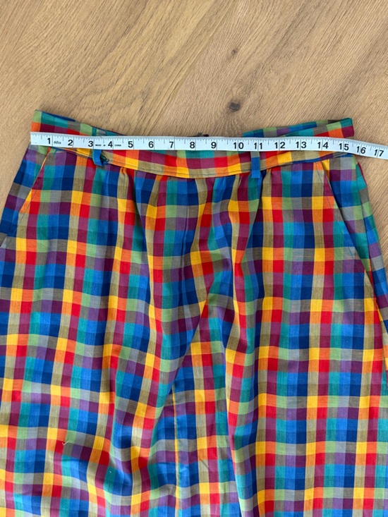 Vintage Multicolor Plaid Midi Skirt - Red, Blue, Yellow, Green - Picture 7 of 9
